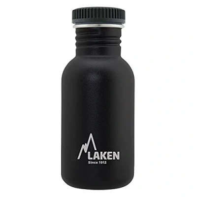 Abbildung von Laken Basic Steel flasche, Edelstahlflasche für Kinder und Erwachsene,Standard Mund Schraubverschluss, 0,5L Schwarz