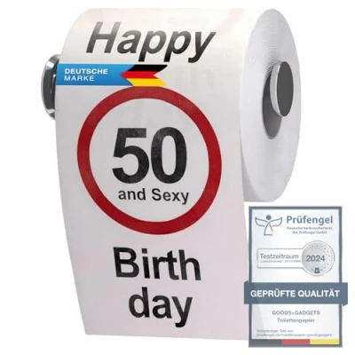 Abbildung von GOODS+GADGETS Lustiges Fun Klopapier zum 50. Geburtstag Toilettenpapier Geschenkartikel Geburtstags Dekoration 50 und Sexy!
