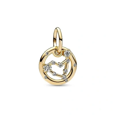 Abbildung von PANDORA Moments Sternzeichen Steinbock Charm Anhänger aus Sterling Silber mit 14 Karat vergoldeter Metalllegierung, Zirkonia, Kompatibel Armbänder, 762720C01