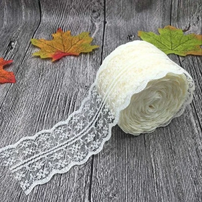 Abbildung von Yulakes 20 meters Vintage Spitzenbordüre 4.5cm Breite, Spitzenborte Spitzenband ，Dekorband, Handwerk, Schleifband (Creme)