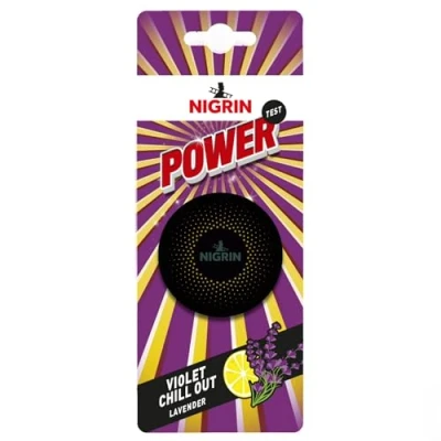 Abbildung von NIGRIN POWER Lufterfrischer, bringt frischen Duft in den Fahrzeuginnenraum, für Lüftungsschlitz, intensiver langanhaltender Duft, Violet Chill Out, 1 Stück