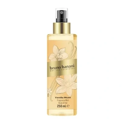 Abbildung von bruno banani Vanilla Muse Body &amp; Hair Splash für Sie, fruchtiger Amber Duft mit weißen Blüten, Pfirsich und Vanille, intensiv, langanhaltend verführerisch feminin, 250 ml