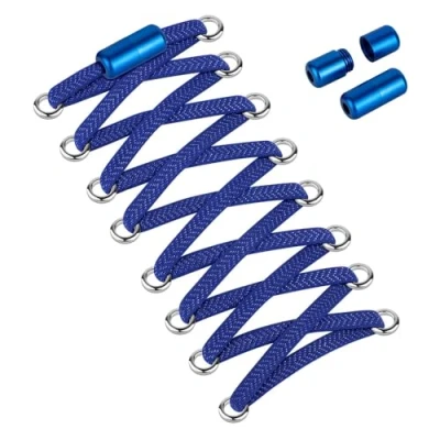 Abbildung von Widamin 2 Paar Elastische Schnürsenkel für Erwachsene und Kinder, Ohne Binden mit Metallkapseln, Blau JS