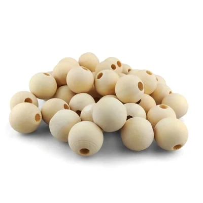 Abbildung von Netuno 40 Stück Holzkugeln mit Loch 22 mm Bastelperlen natürlich rund für DIY Schmuck Makramee zum Basteln Holzperlen großem Auffädeln Deko Natur