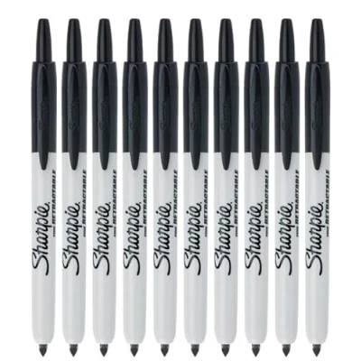 Abbildung von Sharpie einziehbare Permanentmarker Feine Spitze Schwarz 10 zählen