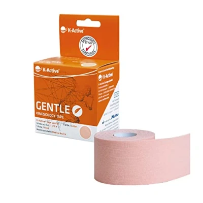 Abbildung von K Active Kinesiologie Tape GENTLE mit STRATAGEL® Klebertechnologie, wasserabweisend und hypoallergen,50 mm x 5 m, 1er Box