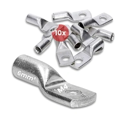 Abbildung von 10 Stück Kalitec HR6 4 Handelsübliche Rohrkabelschuhe 6mm² M4 I ohne Sichtloch Made in Germany