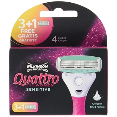 Abbildung von Wilkinson Sword Quattro for Women Sensitive 3 Rasierklingen plus 1 Klinge Gratis