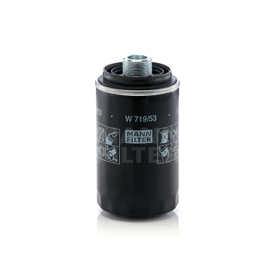 Abbildung von MANN FILTER W 719/53 Ölfilter M 27 X 1.5 mit zwei Rücklaufsperrventilen Anschraubfilter VOLKSWAGEN: Transporter 5, 5 Bus, Multivan (7HM