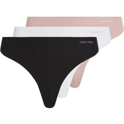Abbildung von Calvin Klein Underwear Thong MID RISE 3 PACK String, Damen, Größe: Large, Black/white/subdued