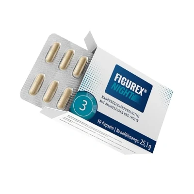 Abbildung von FIGUREX Night Stoffwechsel Kapseln mit Cholin für die Nacht, Innovative Formel L Tryptophan, Carnitin, 30