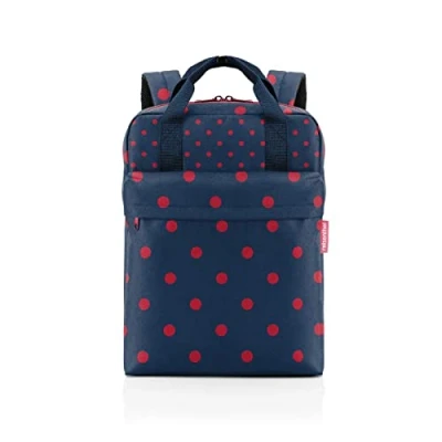 Abbildung von reisenthel allday backpack M vielseitiger Rucksack für Alltag, Reisen, Einkaufen oder Arbeit wasserabweisend, Handgepäck zugelassen, Couleur:mixed dots red