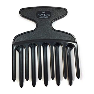 Abbildung von Hercules Sägemann 245 Profi Fingerstyler Afro Pick Schwarz 11 Zähne 5/6 im Versatz 4 Zoll grob Lockenkamm New Line Original