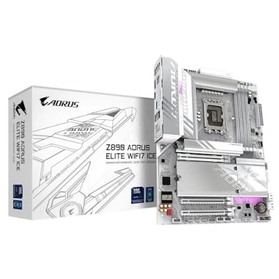 Abbildung von GIGABYTE Z890 AORUS Elite WIFI7 Ice Motherboard Unterstützt Intel Core Ultra (Serie 2) CPUs, 16+1+2 Phasen VRM, bis zu 8800MHz DDR5 (OC), 1xPCIe 5.0 + 3xPCIe 4.0, Wi Fi 7, 2.5GbE LAN