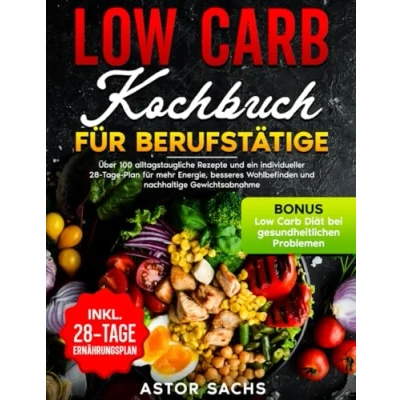 Abbildung von Low Carb Kochbuch für Berufstätige: Über 100 alltagstaugliche Rezepte und ein individueller 28 Tage Plan mehr Energie, besseres Wohlbefinden nachhaltige Gewichtsabnahme