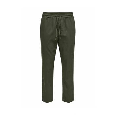 Abbildung von Only &amp; Sons Onslinus Stoffhose, Herren, Größe: Small, Olive night