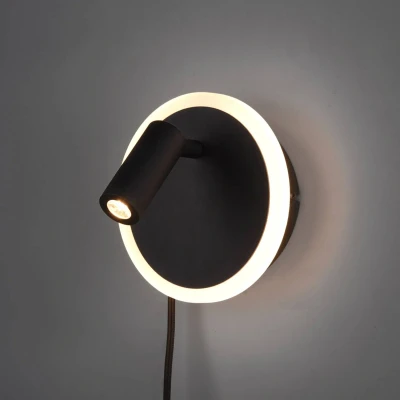 Abbildung von Trio Leuchten LED Wandleuchte Jordan 229210232, Metall Schwarz matt, inkl. 5 Watt + 2