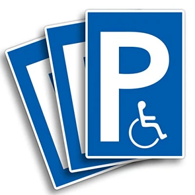 Abbildung von 3 Stück Behindertenparkplatz Schild 20 x 30 cm aus stabiler PVC Hartschaumplatte 3mm Parkplatz für Rollstuhlfahrer parken nur mit Ausweis UV Schutz von STROBO