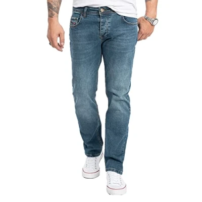 Abbildung von Rock Creek Herren Jeans Regular Fit Stretch Männerhose Herrenjeans Denim Hosen Herrenhose Straight Cut Stonewashed RC 2275 Blau W31 L30