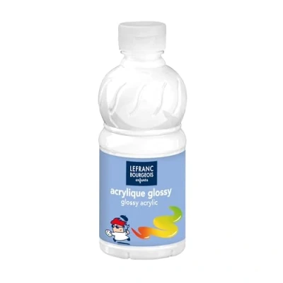 Abbildung von Lefranc Bourgeois 807540 Glossy Kinder Acrylfarbe, gebrauchsfertige flüssige glänzend und wasserfest, Ideal auf Papier, Karton, Holz, Gips, Metall, Plastik, 250ml Flasche Weiß