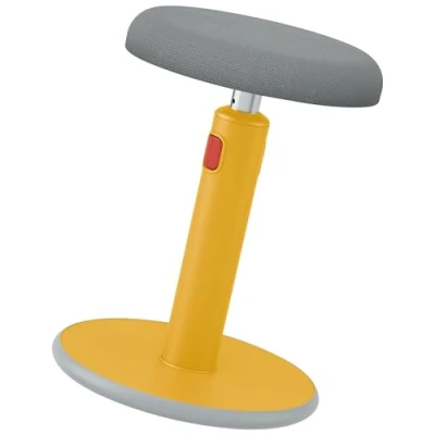 Abbildung von Leitz Active Sitz Steh hocker, Ergonomischer höhenverstellbarer Wipphocker für 46 cm bis 79 Höhe, Runder Bürodrehstuhl/ Ergo Cosy Serie, gelb, 65180019