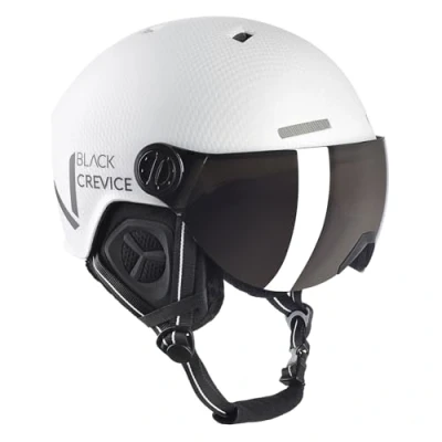 Abbildung von Black Crevice Skihelm Sölden I mit Visier im Pilotenstyle Herren &amp; Damen Snowboard Helm Atmungsaktiver Ski Größenverstellbar weiß Carbon matt/schwarz, S/M (54 57)