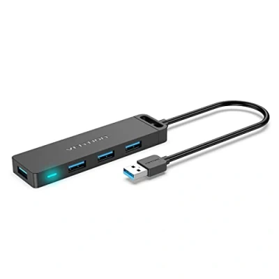 Abbildung von VENTION USB Hub 4 Port 3.0 Verteiler Ultra Dünn PC Erweiterung Splitter Unterstützung Beim Aufladen Adapter für Laptop, Xbox, Mac Mini/Pro, PS5/PS4, Mobile HDD for Surface Pro, XPS