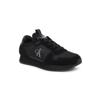 Abbildung von Calvin Klein Jeans Herren Runner Sneaker Sock Laceup Nylon Leather Sportschuhe, Schwarz (Triple Black), 40