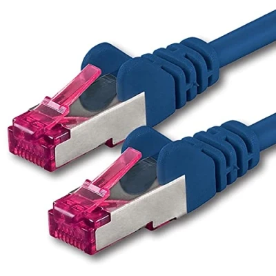 Abbildung von 1aTTack.de 5m blau 1 Stück Netzwerkkabel Cat6a (10Gb/s) S FTP CAT 6a Lankabel GHMT zertifiziert PIMF 500 MHz Cat5 Cat5e Cat6 Cat7 für Switch, Router, Modem, Internet