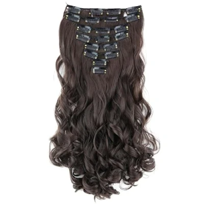 Abbildung von CAISHA XXL 35cm 8 Teile Set CLIP IN EXTENSIONS Haarverlängerung Haarteil Voluminös Gewellt Dunkelbraun CES204 1