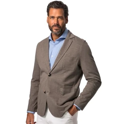 Abbildung von JP 1880 Herren Sweatsakko, aufgesetzte Taschen Sakkos, Aschbraun, 4XL