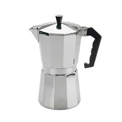 Abbildung von cilio Espressokocher Classico für 1 Tasse Höhe: 12,5 cm Ø: 6,5 Aluminium Gehäuse Silber Espresso Kocher mit Planboden Reisen oder Camping Kaffeekocher