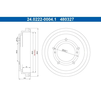 Abbildung von ATE 24.0222 0004.1 Bremstrommel 262,0mm SUZUKI: Jimny Off Road
