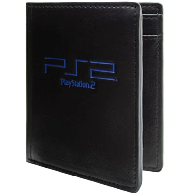 Abbildung von PS2 Unterhaltungskonsole Greatness Awaits! Geldbörse/Geldbeutel Bi Fold Münzfach &amp; Kartenhalter, Schwarz