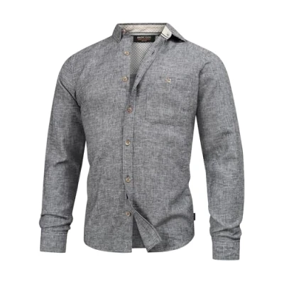 Abbildung von Indicode Herren INNiell Hemd mit Brusttasche und Button Down Kragen Herrenhemd Männerhemd Black S
