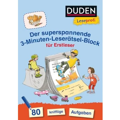 Abbildung von Duden Leseprofi Der superspannende 3 Minuten Leserätsel Block für Erstleser: 80 knifflige Aufgaben Zuhause lernen, Kinder ab 6 Jahren