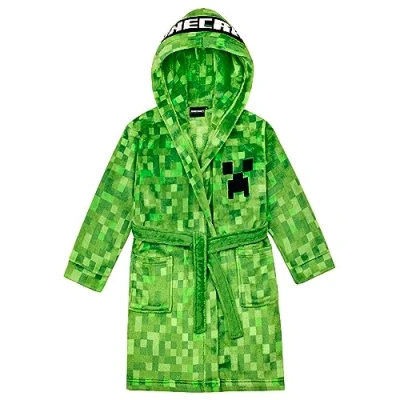 Abbildung von Minecraft Bademantel Kinder Jungen Fleece Morgenmantel mit Kapuze Creeper Design (as3, numeric, numeric_134, regular, Grün)