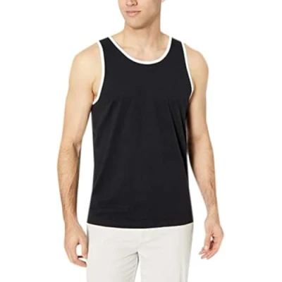 Abbildung von Amazon Essentials Herren Tanktop, Normale Passform, Schwarz/Weiß, XL