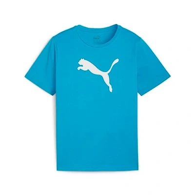 Abbildung von puma Jungen Teamrise Logo Jersey Cotton Jr Tees, Speed Blue White, 140 EU
