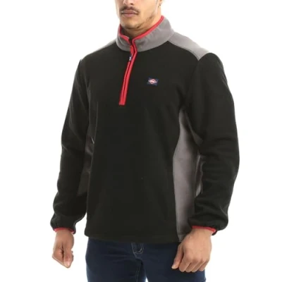 Abbildung von Lee Cooper Arbeitskleidung Mens Zip Neck Thermal Anti Pill Fleece Arbeit Pullover Top mit reflektierendem Detail, Schwarz / Grau, X Large