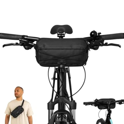 Abbildung von Johnny Urban Lenkertasche Fahrrad Wasserdicht Schwarz Arlo 2 in 1 Fahrradtasche &amp; Bauchtasche Bikepacking Tasche für Lenker Vorne Wasserfest