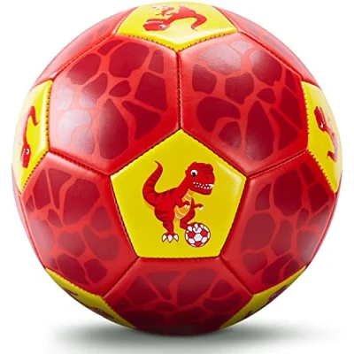 Abbildung von hahaland Fußball Spielzeug Mit Ballpumpe und Netz, Fussball Kinder Ball für das Training Drinnen Draußen, Größe 3 Dinosaurier Geschenke 2 4 5 6 7 8 Jahre alt Junge Mädchen