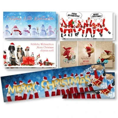 Abbildung von Edition Colibri 10 lustige Weihnachtskarten im Set mit Umschlag: DIN Lang (42 x 10,5 cm), Weihnachtsbillet, Weihnachten, christmas cards (11146 11159)