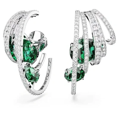 Abbildung von Damen Ohrstecker Hyperbola Swarovski grün rhodiniert 5665331, Edelstahl,