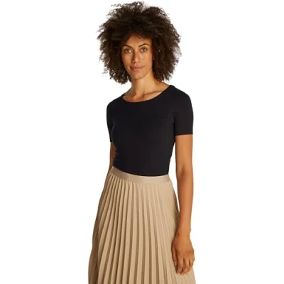 Abbildung von Tommy Hilfiger SLIM Tshirt basic, Damen, Größe: XXS, Black