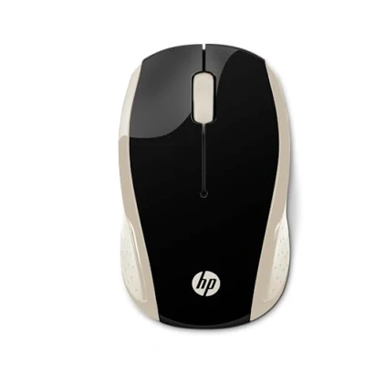 Abbildung von HP 200 (2HU83AA) kabellose Maus (1.000 dpi, 3 Tasten, Scrollrad, USB dongle) schwarz / gold