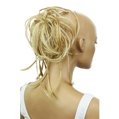 Abbildung von CAISHA XXL Haarteil Haargummi Daisy Dutt Hochsteckfrisuren Mit Geflochtenen Zöpfen Gewellt Kunstfaser Hitzebeständig DM17cm Blond Mix G20D