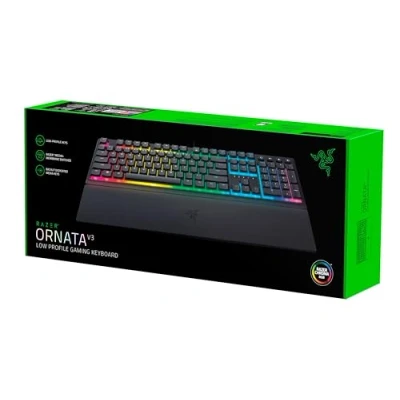 Abbildung von Razer Ornata V3 Flache Mecha Membran Tastatur mit Chroma RGB (Flache Tasten, Switches, Magnetische Soft Touch Handballenauflage) IT Layout Schwarz