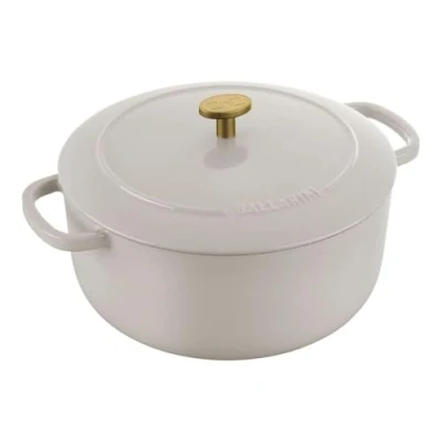 Abbildung von BALLARINI Bellamonte Auflaufform, Bräter, Dutch Oven, emailliertes Gusseisen, rund, 24 cm, 4 L, Elfenbeinweiß