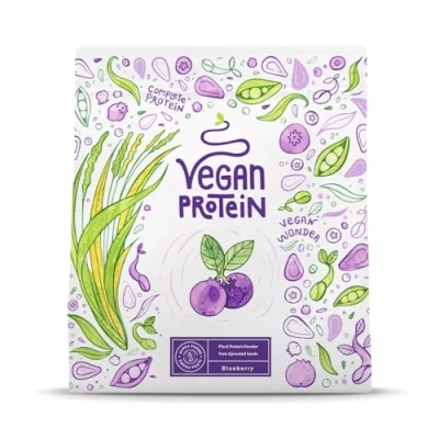 Abbildung von Veganes Proteinpulver Blaubeere 600g Eiweißpulver Premiumqualität Protein Made in Germany Alpha Foods